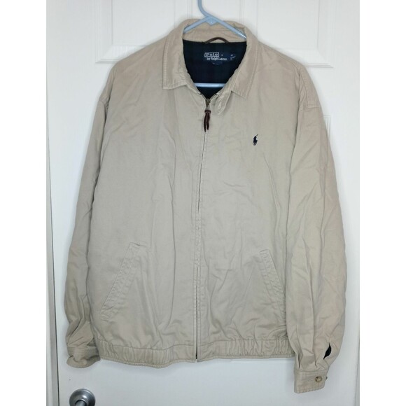 Polo Ralph Lauren Logo Embroidered Lined Jacket, Khaki, Size: Large - Picture 1 of 5